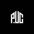 PUC letter logo design on BLACK background. PUC creative initials letter logo concept. PUC letter design