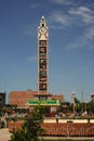 pucallpa peru, ucayali river with clock tower in the port