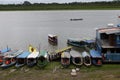 pucallpa peru, yarinococha lagoon tourist place with boats