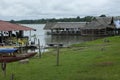 pucallpa peru, yarinococha lagoon tourist place with boats