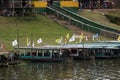 pucallpa peru, yarinococha lagoon tourist place with boats