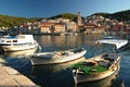 Moody sunset in Pucisca on Brac island, Croatia Royalty Free Stock Photo