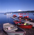 PUCON, CHILE -: Pucon town in central Chile on a blue skies sunny day, close to Villarica volcano