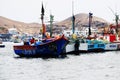 Pucusana, Peru peruvian fishermen boats and houses in Pucusana village in a cloudy morning in tourist Royalty Free Stock Photo