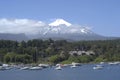 Pucon tourist city, belonging to the Region of AraucaniÂ­a, Chile. with the villarrica lake Royalty Free Stock Photo