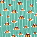 Pudding chocolate topping polka dot background seamless vector pattern design