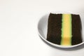 Pudding-covered sponge cake or chocolate-covered sponge cake. Selective focus. Royalty Free Stock Photo