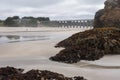 Pudding Creek beach and trestle, low tide Royalty Free Stock Photo