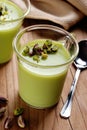 Pudding flavored with pistachio
