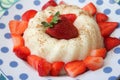 Pudding with strawberries Royalty Free Stock Photo