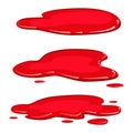 Set puddle blood liquid, pool plash vector, cartoon style, isolated, illustration, on a white background