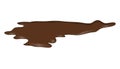 Puddle of chocolate, mud spill clipart. Brown stain, plash, drop