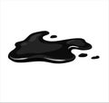 Puddle of crude oil on a white isolated background. Liquid spill. Vector cartoon illustration.