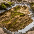 The puddle s rippled edges add dynamic elements to the serene scene Royalty Free Stock Photo