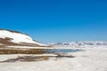 Puddles of melt water on the Putorana Plateau. Russia