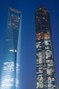 View of the SWFC, Shanghai World Financial center at left and Jinmao Tower at right Royalty Free Stock Photo