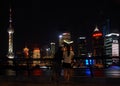 Pudong in Shanghai, China. View across the Huangpu River from the Bund. Royalty Free Stock Photo