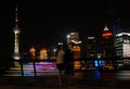 Pudong in Shanghai, China. View across the Huangpu River from the Bund. Royalty Free Stock Photo