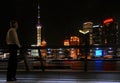 Pudong in Shanghai, China. View across the Huangpu River from the Bund. Royalty Free Stock Photo