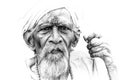 Portrait of old face indian man