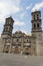 Puebla Cathedral Facade Royalty Free Stock Photo