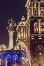 Puebla Cathedral at night - Puebla, Mexico Royalty Free Stock Photo