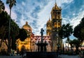 Puebla Cathedral at night - Puebla, Mexico Royalty Free Stock Photo