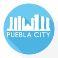 Puebla City Mexico Mexico Flat Icon Skyline Silhouette Design City Vector Art Round Logo.