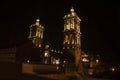 Puebla Mexico City Cathedral at Night Shot Royalty Free Stock Photo