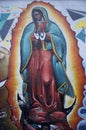 Puebla, Mexico-November 7, 2016: Lady of Guadulupe graffiti Royalty Free Stock Photo