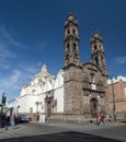 Puebla, Mexico, South America : [Town of Puebla, street and church]