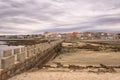 Puen of the island of San SadurniÃÂ±o and view of Cambados, Rias Bajas, Pontevedra, Galicia, Spain