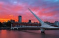 The district of Puerto Madero and the Women`s bridge in the sunset. Buenos Aires, Argentina. Royalty Free Stock Photo