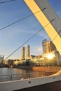 Puente de la Mujer (Womens Bridge), is a rotating footbridge for Dock 3 of the Puerto Madero district of Buenos Aires,