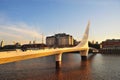 Puente de la Mujer (Womens Bridge), is a rotating footbridge for Dock 3 of the Puerto Madero district of Buenos Aires,