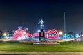 Puente del Bicentenario Bicentenary Bridge and Brigadier General Juan Bautista Bustos Statue at night - Cordoba, Argentina