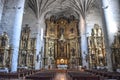 Puente la Reina, Spain - 31 Aug, 2022: Interior of the medieval Iglesia de Santiago church