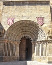 Puente la Reina, Spain - 31 August, 2022: Entrance to the Iglesia de Santiago church in Puente la Reina, Spain