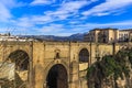 Puente Nuevo New Bridge, built in 1793, span the 120-metre deep gorge that carries the Guadalevin River Royalty Free Stock Photo