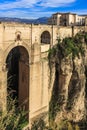 Puente Nuevo New Bridge, built in 1793, span the 120-metre deep gorge that carries the Guadalevin River Royalty Free Stock Photo