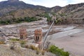 Puente Sucre or Puente Mendes, an old suspension bridge built in 1890 spanning the Rio Pilcomayo in the Chuquisaca Department of Royalty Free Stock Photo