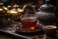 Puer tea in a glass cup