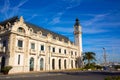 Puereto de Valencia port with clock tower building Royalty Free Stock Photo