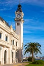 Puereto de Valencia port with clock tower building Royalty Free Stock Photo
