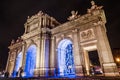 Puerta of Alcala in Madrid at night on Christmas time