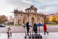 Puerta de Alcala in Madrid at sunset during Christmas