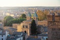 Puerta de Bisagra Nueva Gate Aerial view - Toledo, Spain Royalty Free Stock Photo