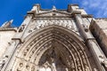 Puerta de los Leones (Portal of the Lions), richly decorated carved Gothic facade of the Toledo Cathedral, Spain.