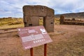 The Puerta de Sol Gateway of the Sun of the Kalasasaya, at the Tiwanaku archeological site, near La Paz, Bolivia