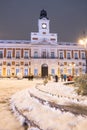 Puerta del Sol in Madrid on a cold winter night